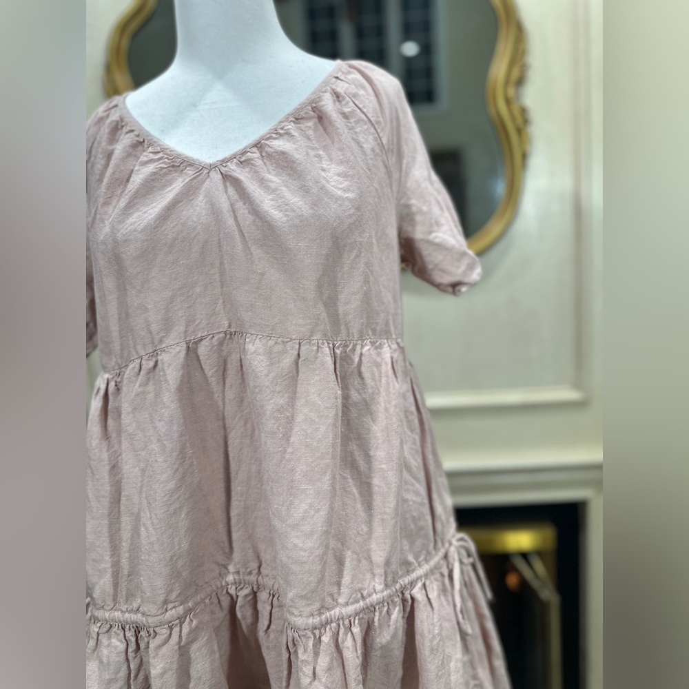 Madewell Lorelei Linen Blend Mini Dress Blush Pink Cottagecore Soft Girl - Picture 4 of 10